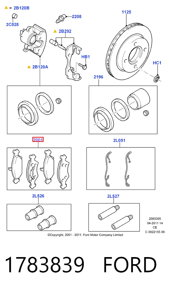 1783839 Ford Передні гальмівні колодки