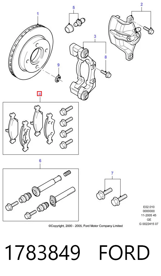 1783849 Ford Передні гальмівні колодки