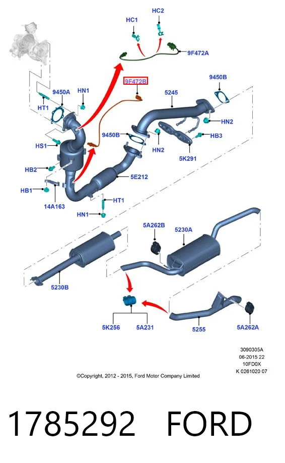 1785292 Ford Лямбдазонд, датчик кисню до каталізатора