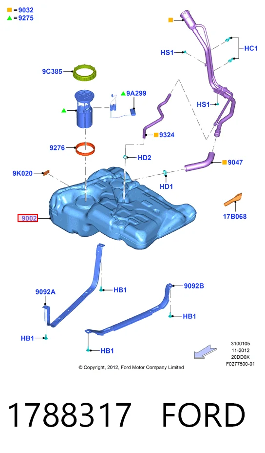 Бак паливний на Ford Kuga II CBS