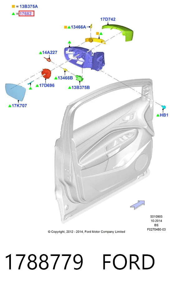Праве бічне дзеркало Ford Escape II позашляховик (DM2) (2012 - 2019) ціна, від 68.16 USD
