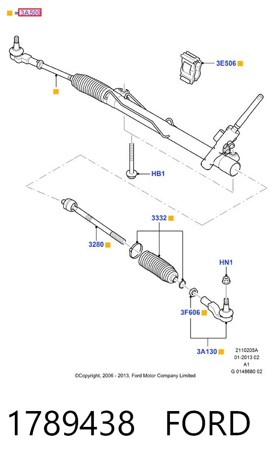 1789438 Ford Рейковий рульовий механізм