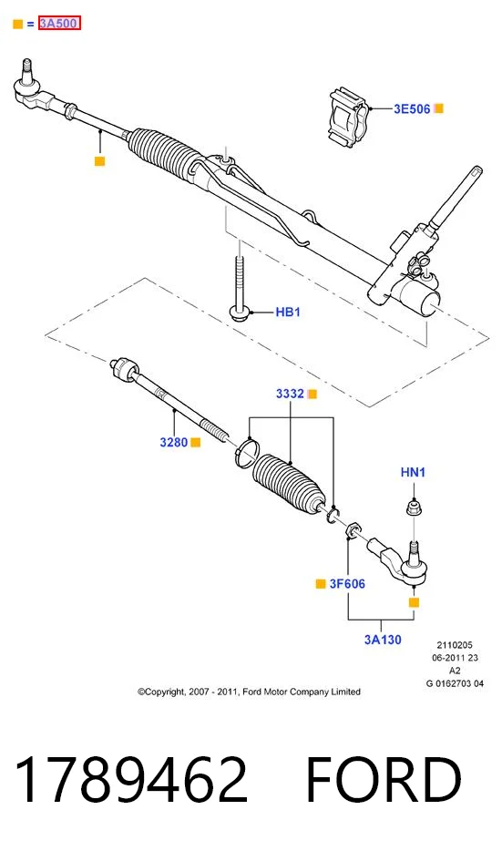 1789462 Ford Рейковий рульовий механізм
