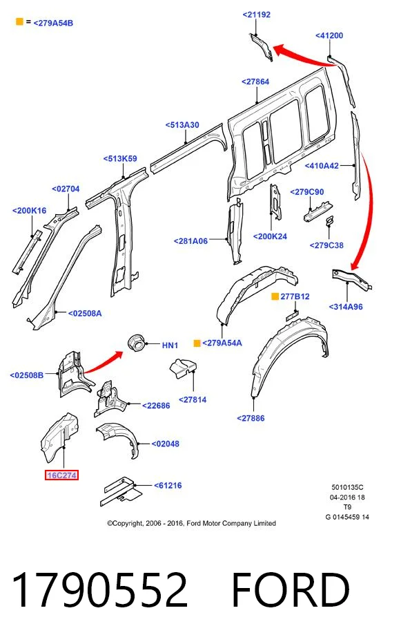 Кронштейн бампера переднього, лівий PBC1116C275AA Ford