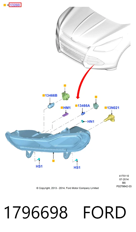  Фара протитуманна, ліва Ford Kuga 2