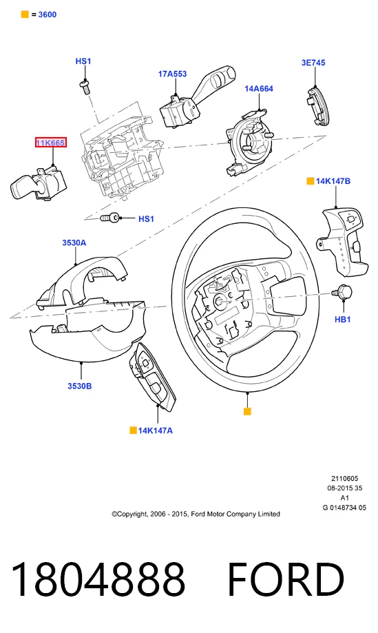 Перемикач підрульовий, лівий Ford 6G9T13335BH ціна, від 155.12 USD