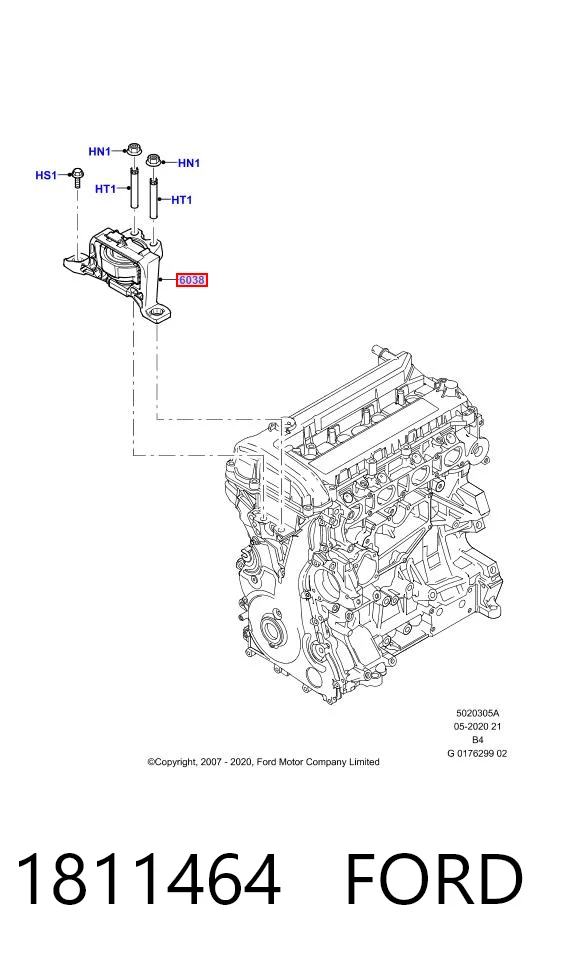 1811464 Ford Подушка (опора) двигуна, права передня