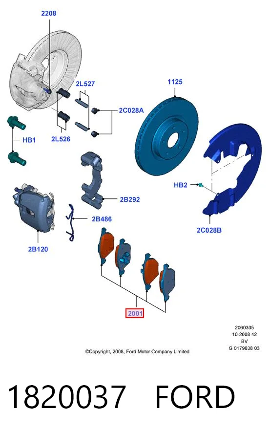 1820037 Ford Передні гальмівні колодки