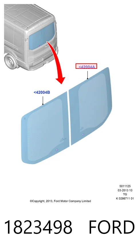 BK31V42004DF Ford Скло багажних дверей розпашних, правих