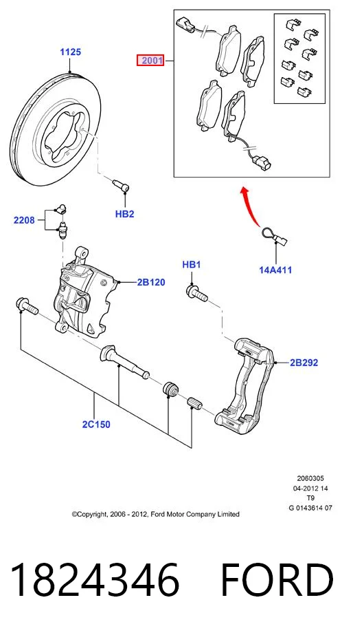 1824346 Ford Передні гальмівні колодки