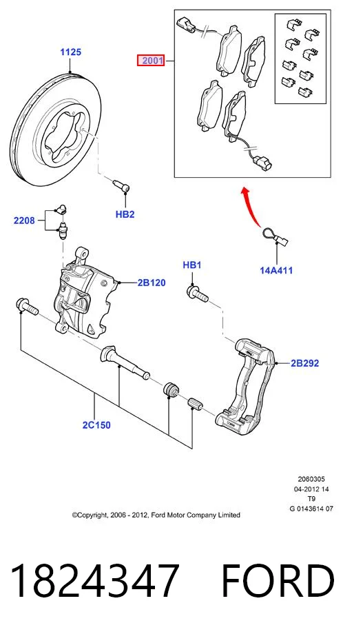 1824347 Ford Передні гальмівні колодки