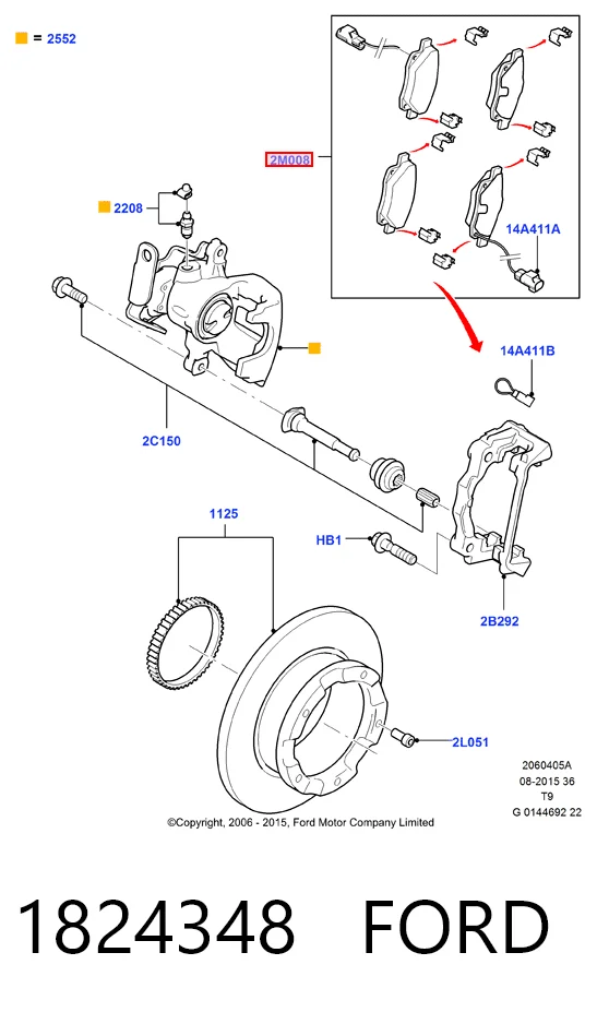 1824348 Ford Колодки гальмівні задні, дискові
