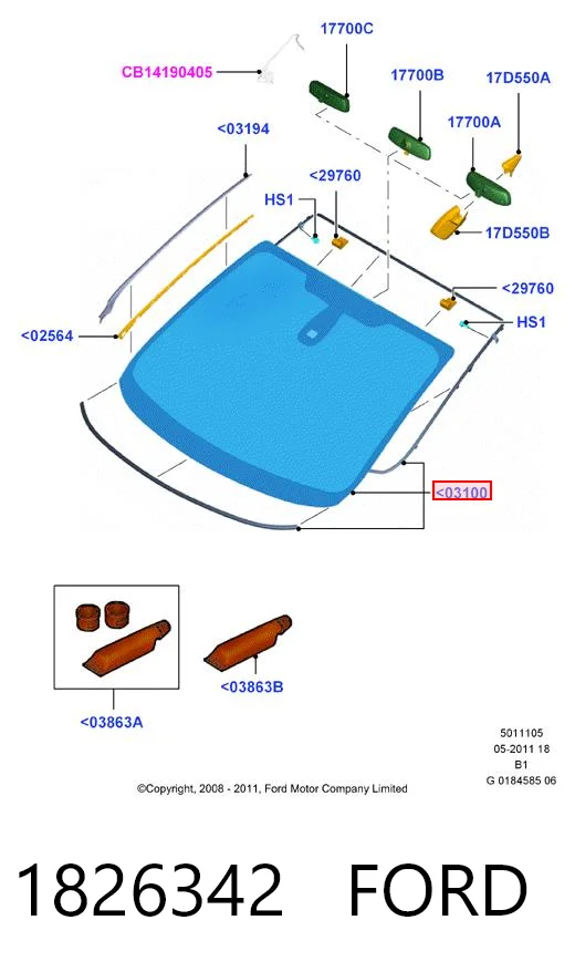 1826342 Ford Автомобільне скло