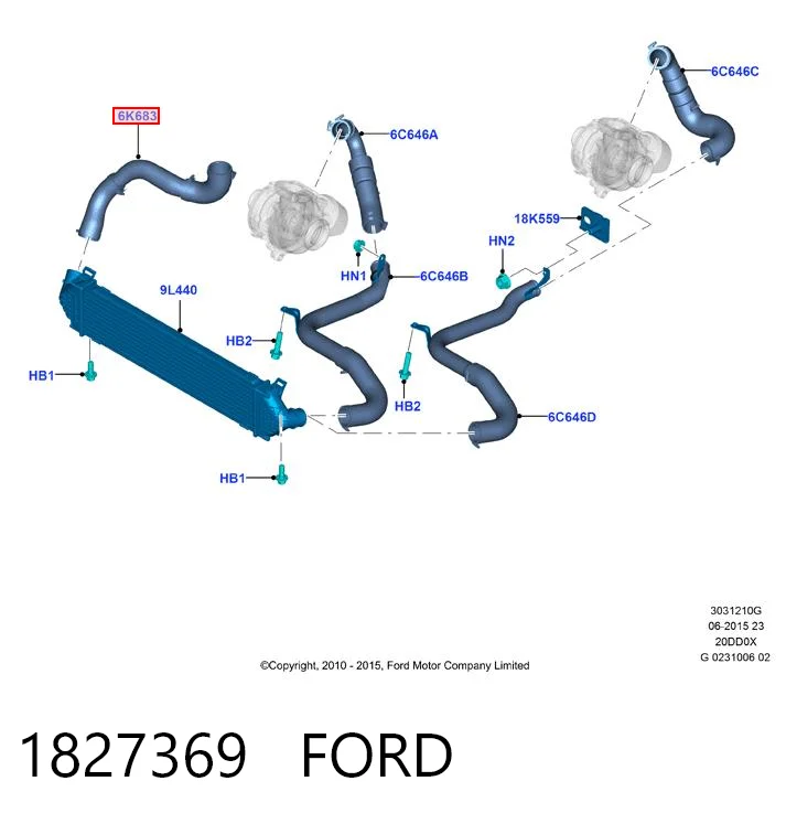 1827369 Ford Трубка, що нагнітається