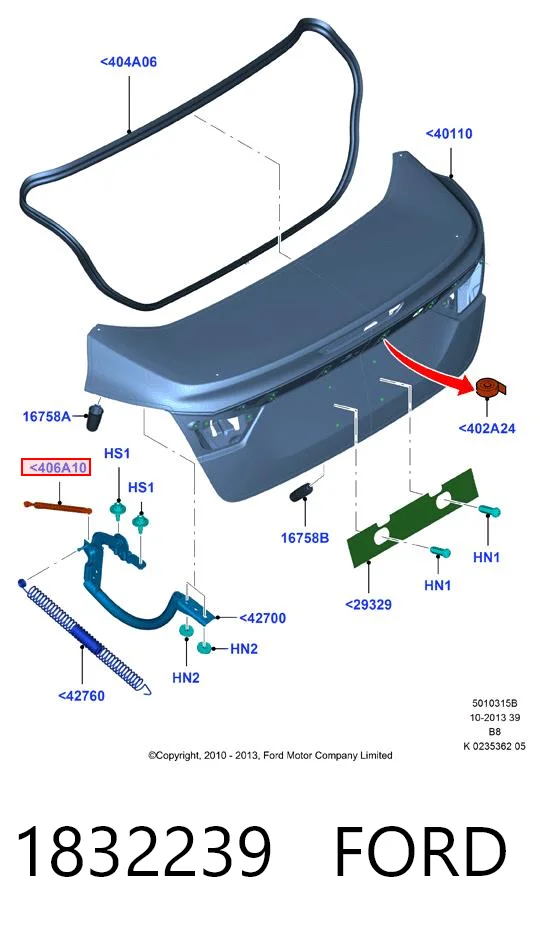 1832239 Ford Амортизатор кришки багажника / двері 3/5-ї задньої