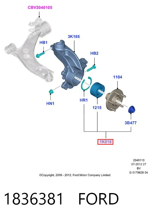 1836381 Ford Підшипник маточини передньої