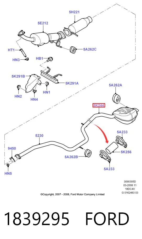 1839295 Ford Глушник, задня частина