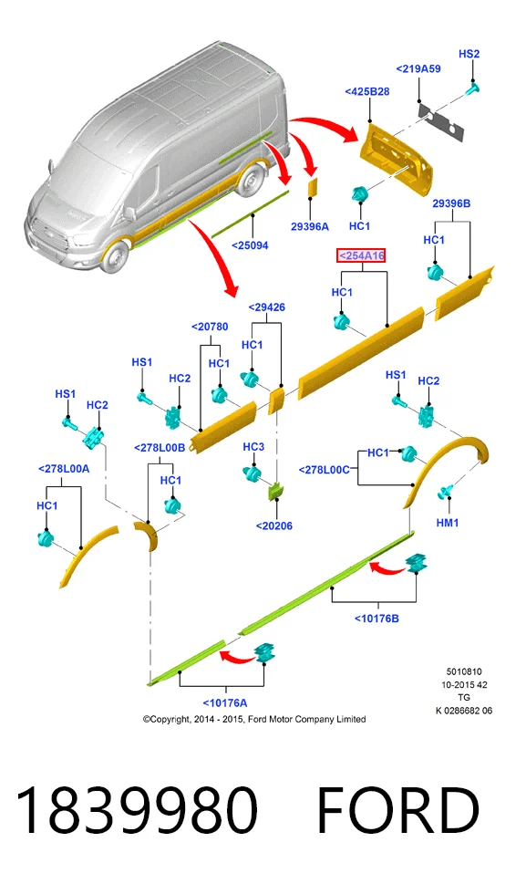BK31V254A17AG5CND Ford Молдинг бічний (зсувний) двері