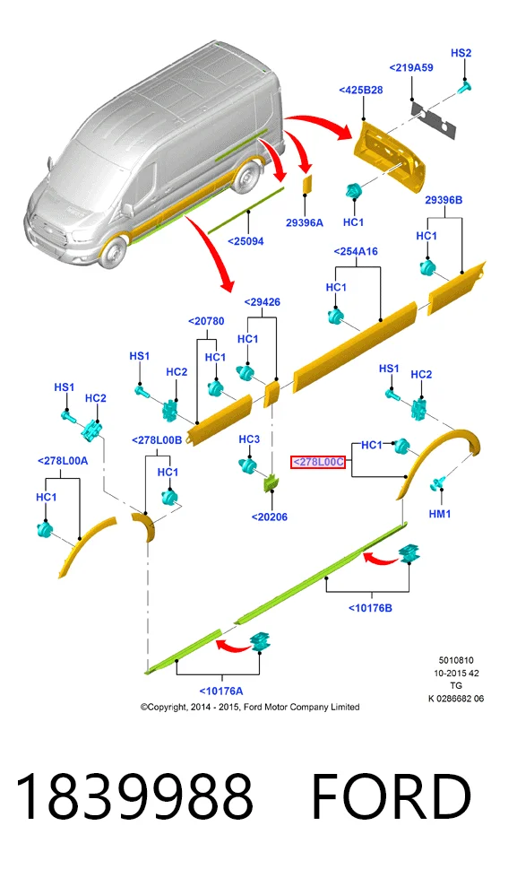 Розширювач задньої арки колеса, лівий Ford KK3129067AA5CND ціна, від 188.47 USD
