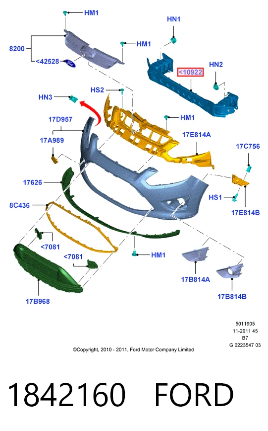  Підсилювач бампера переднього Ford Focus 3