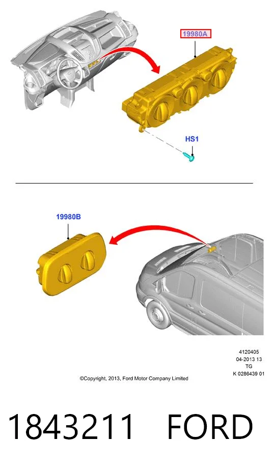 1843211 Ford Механізм управління кондиціонером