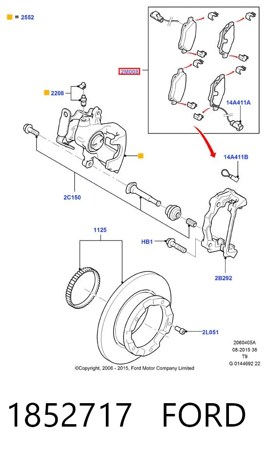1852717 Ford Колодки гальмівні задні, дискові