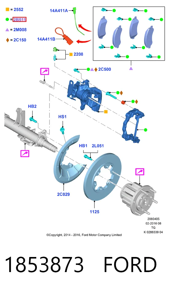 Скоба супорту заднього Ford BK312B582AC