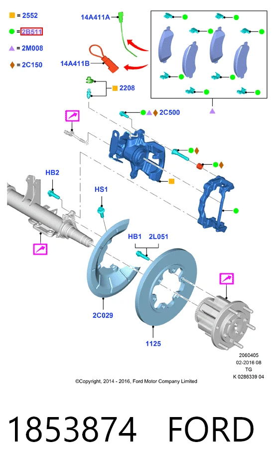 Скоба супорту заднього Ford BK312B583AC