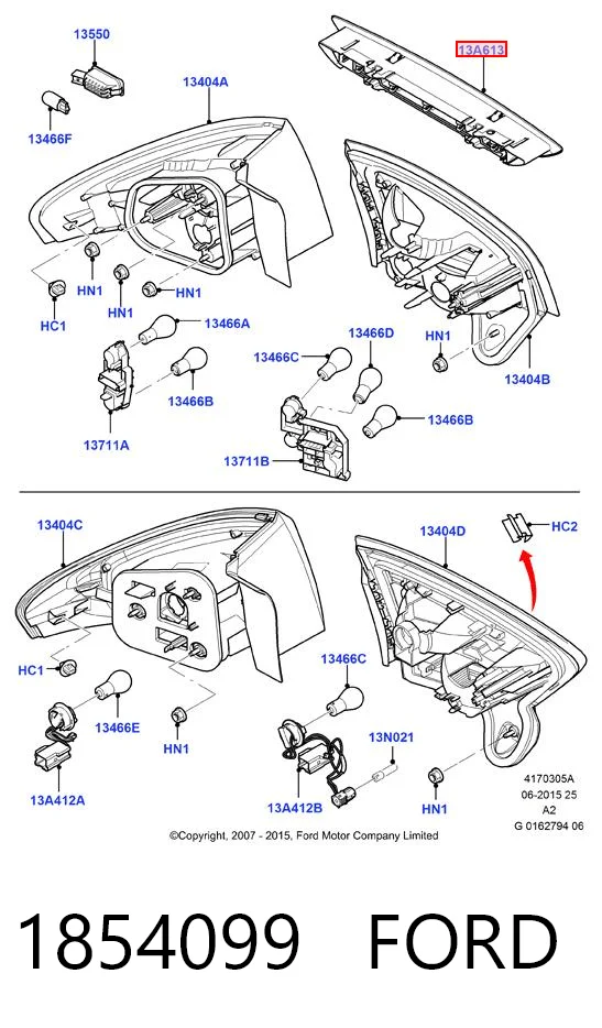 1854099 Ford Стоп-сигнал заднього скла