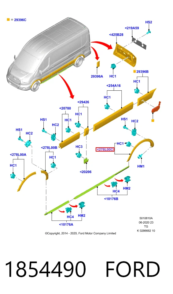 Купити BK31V280K97AH5CND Ford Молдинг арки колеса заднього, лівий