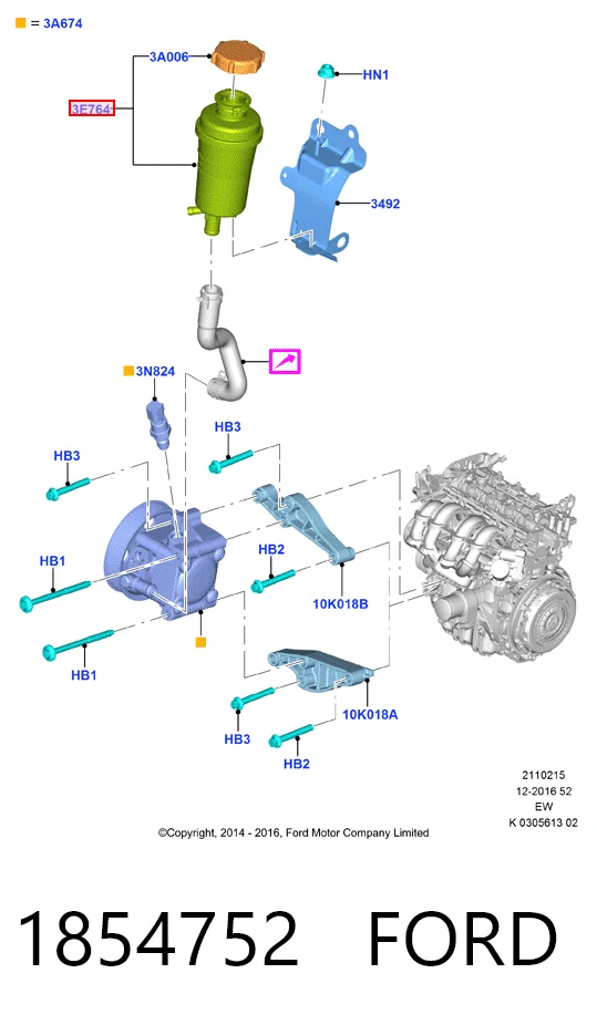 1854752 Ford Бачок гідропідсилювача керма