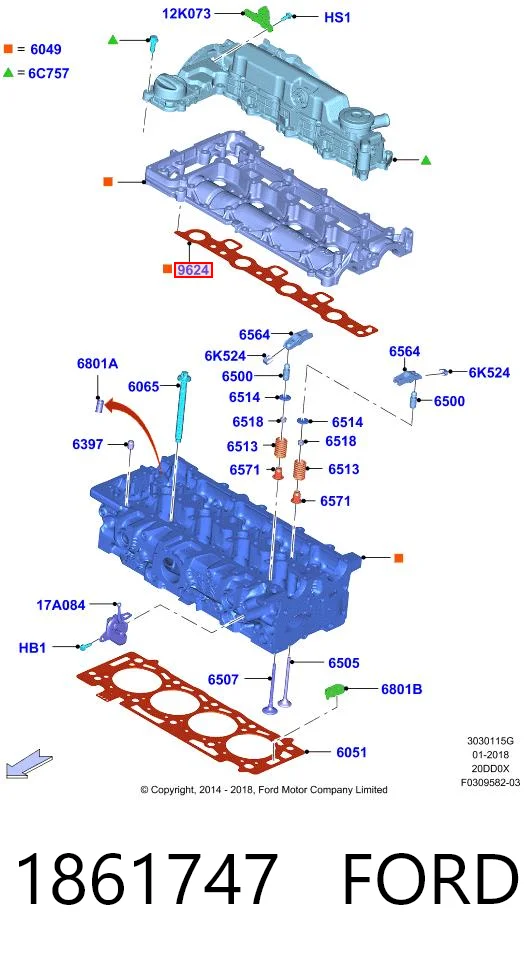 1861747 Ford Прокладка картера (постелі) ГБЦ