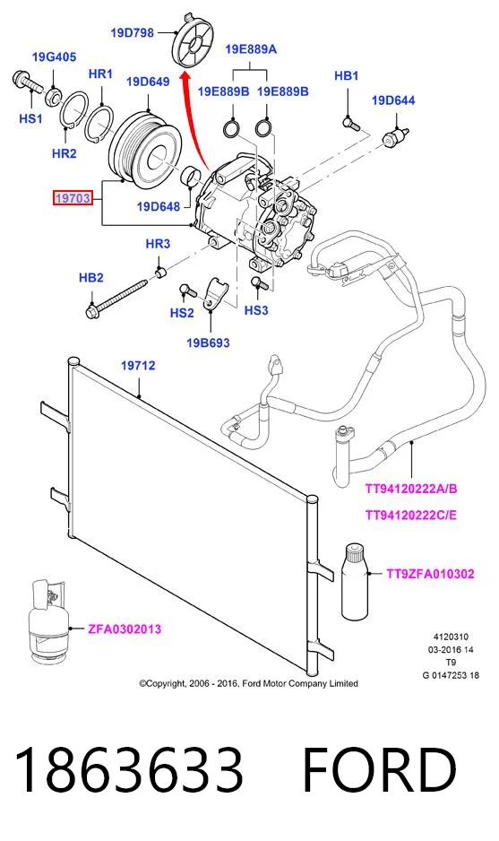 1863633 Ford Компресор холодоагенту