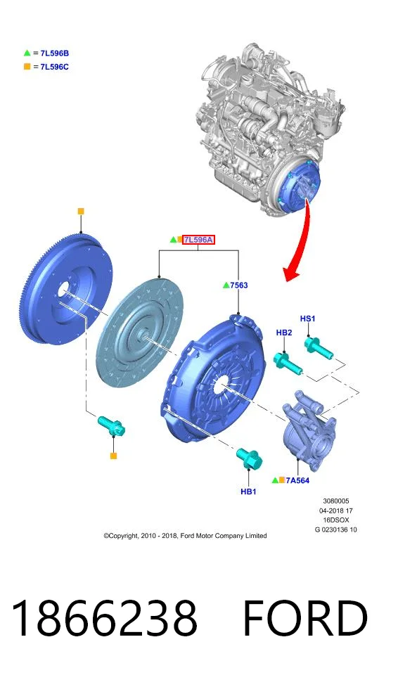 Комплект зчеплення (3 частини) Ford 2704648 ціна, від 240.71 USD
