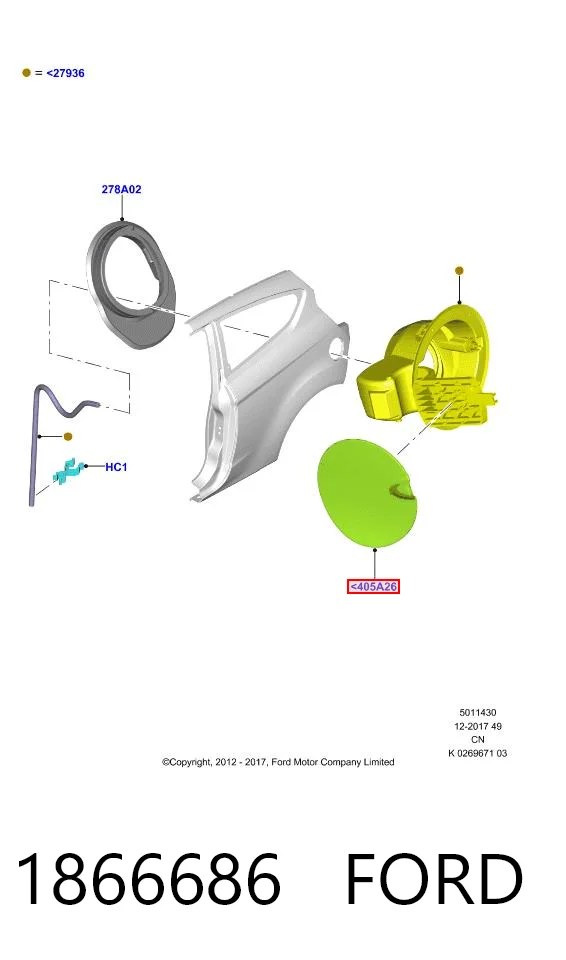 1866686 Ford Дверцята бензобака