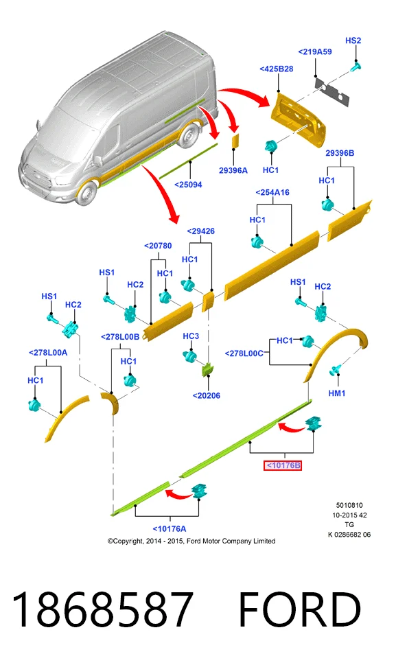 Купити BK31V10258AF5CND Ford Накладка зовнішня (молдинг) порога, задня права
