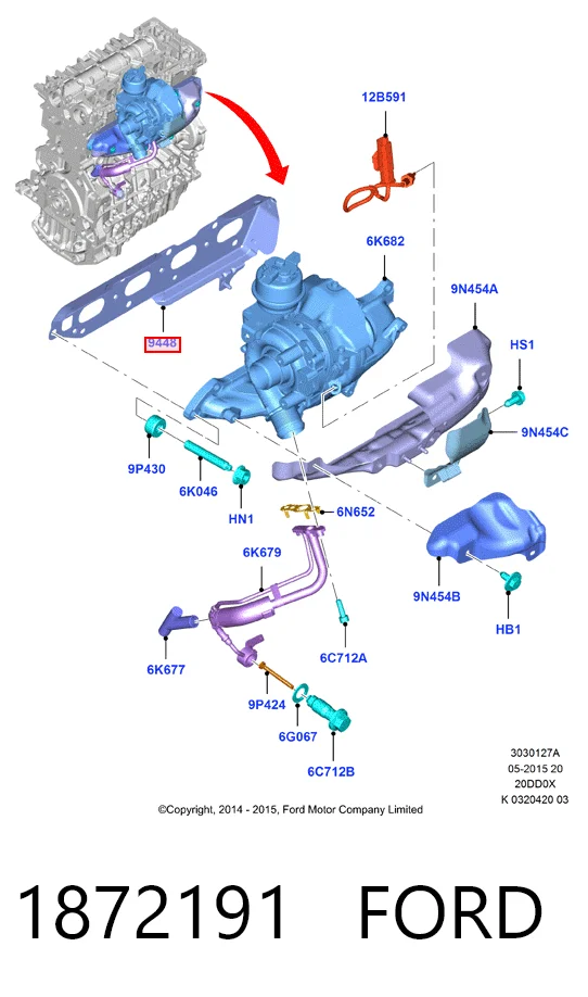 Прокладка колектора на Peugeot 508 II FB, FH, F3