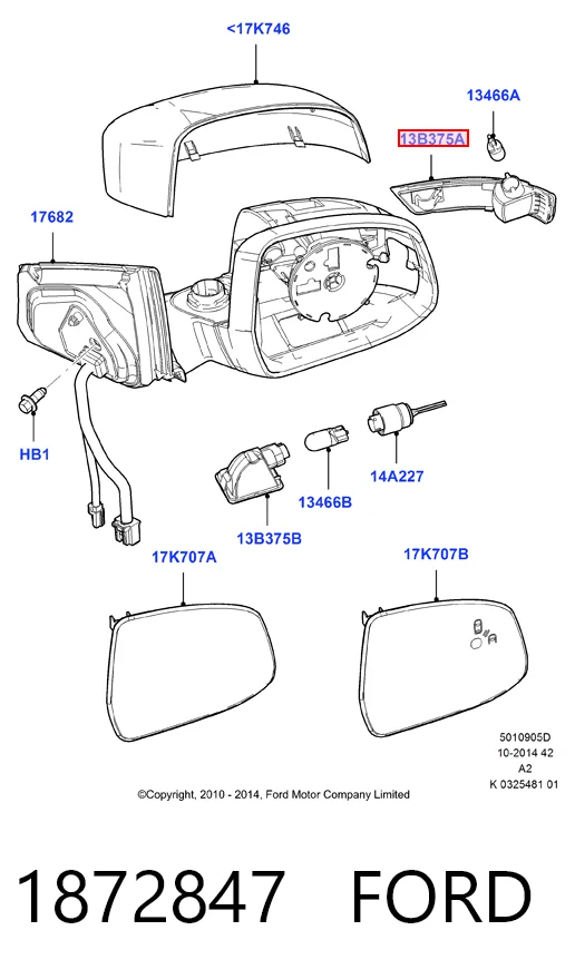 1872847 Ford Покажчик повороту дзеркала, правий