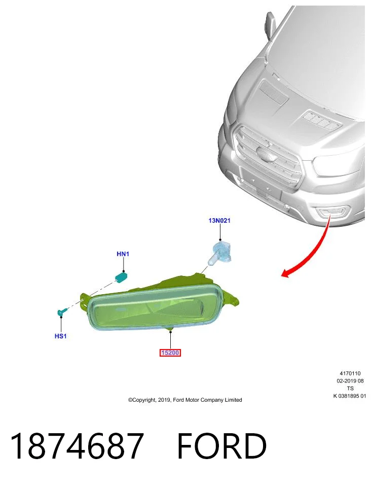 1874687 Ford Фара протитуманна, права
