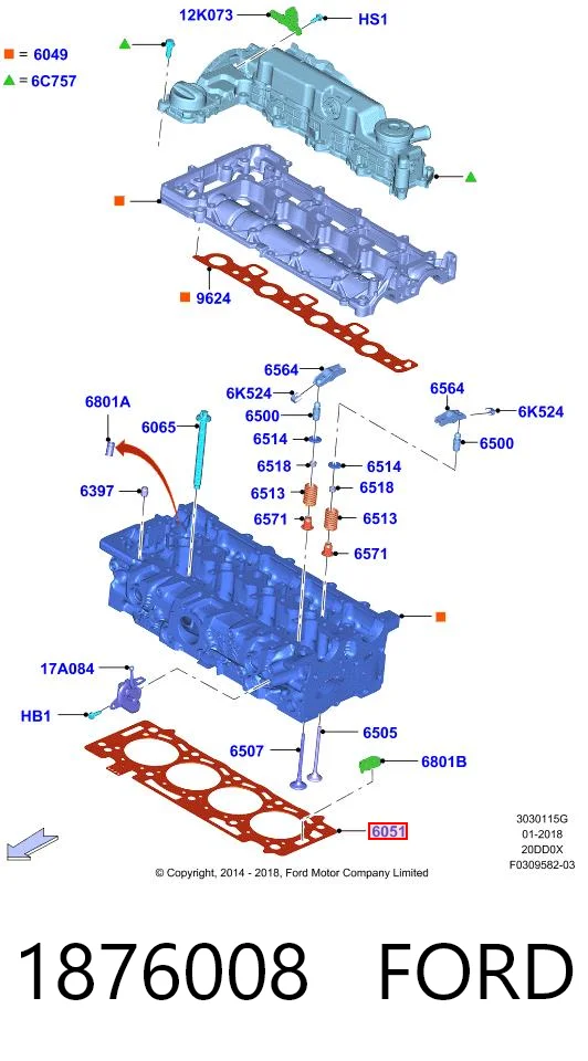 1876008 Ford Прокладка під головку