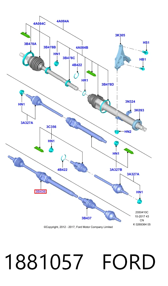 Піввісь права HMP8V513B436CD Hmpx