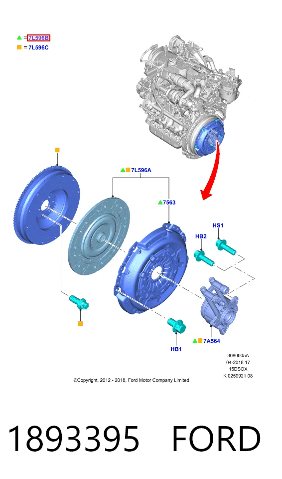 Комплект зчеплення (3 частини) Ford 2287090 ціна, від 158.60 USD