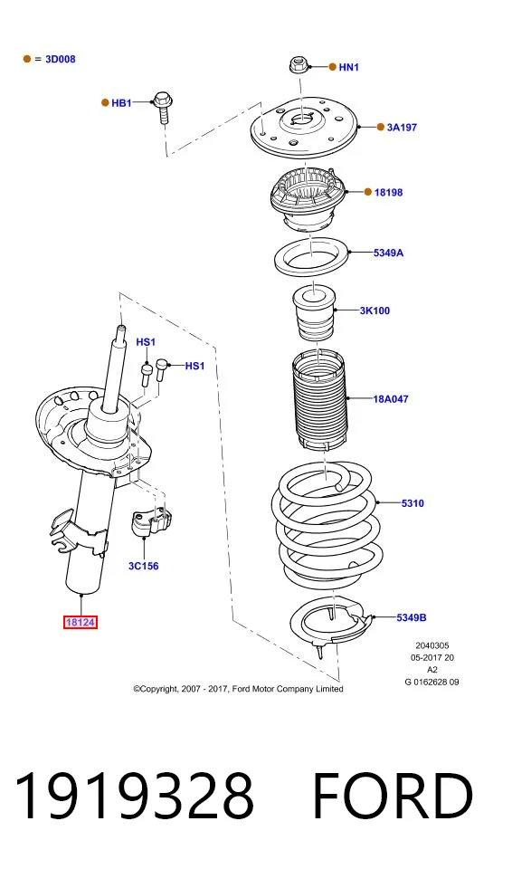 Стойка амортизатора передняя Ford 1919328 ціна, від 143.59 USD