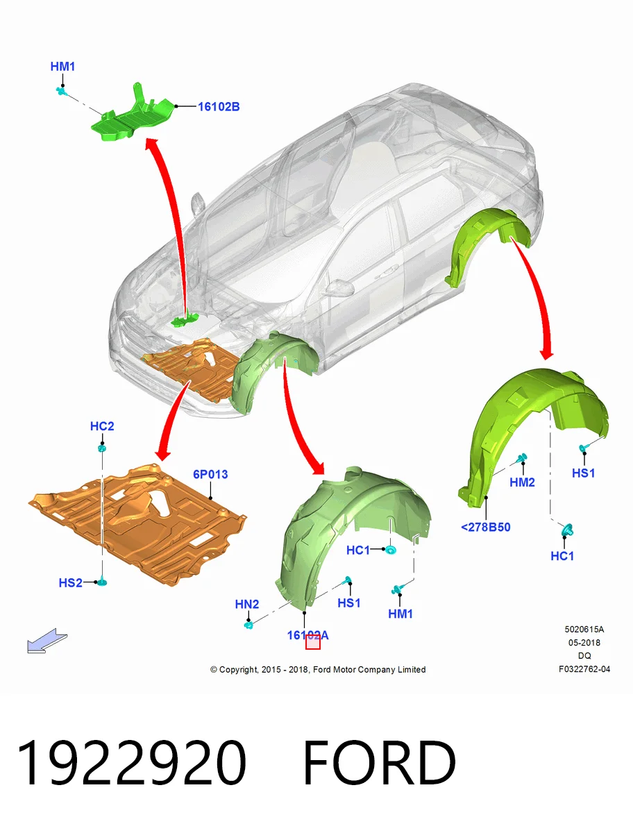 Підкрилок переднього крила, правий на Ford Edge II CD539
