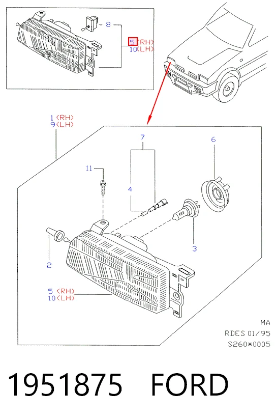 Фара права Ford Maverick 2 1N2
