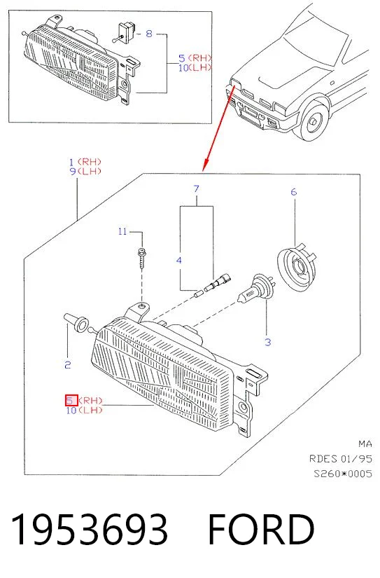 Купити Фара права Ford Maverick II 1N2