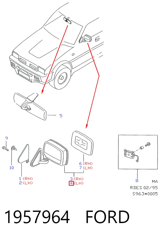 Дзеркало ліве Nissan Terrano II