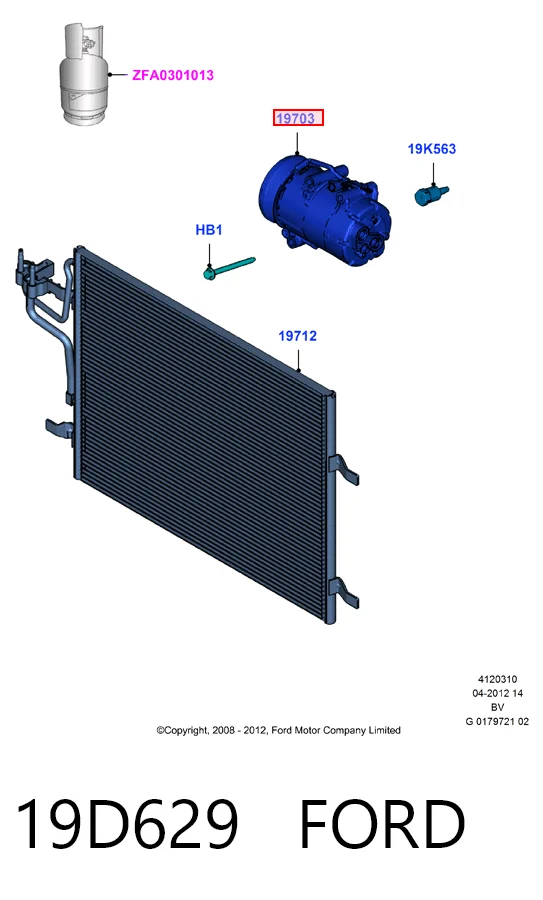 19D629 Ford Компресор холодоагенту