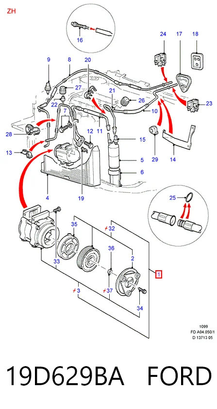 19D629BA Ford Компресор холодоагенту
