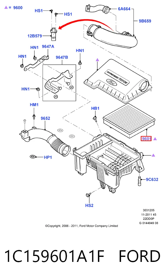 1C159601A1F Ford Повітряний фільтр двигуна